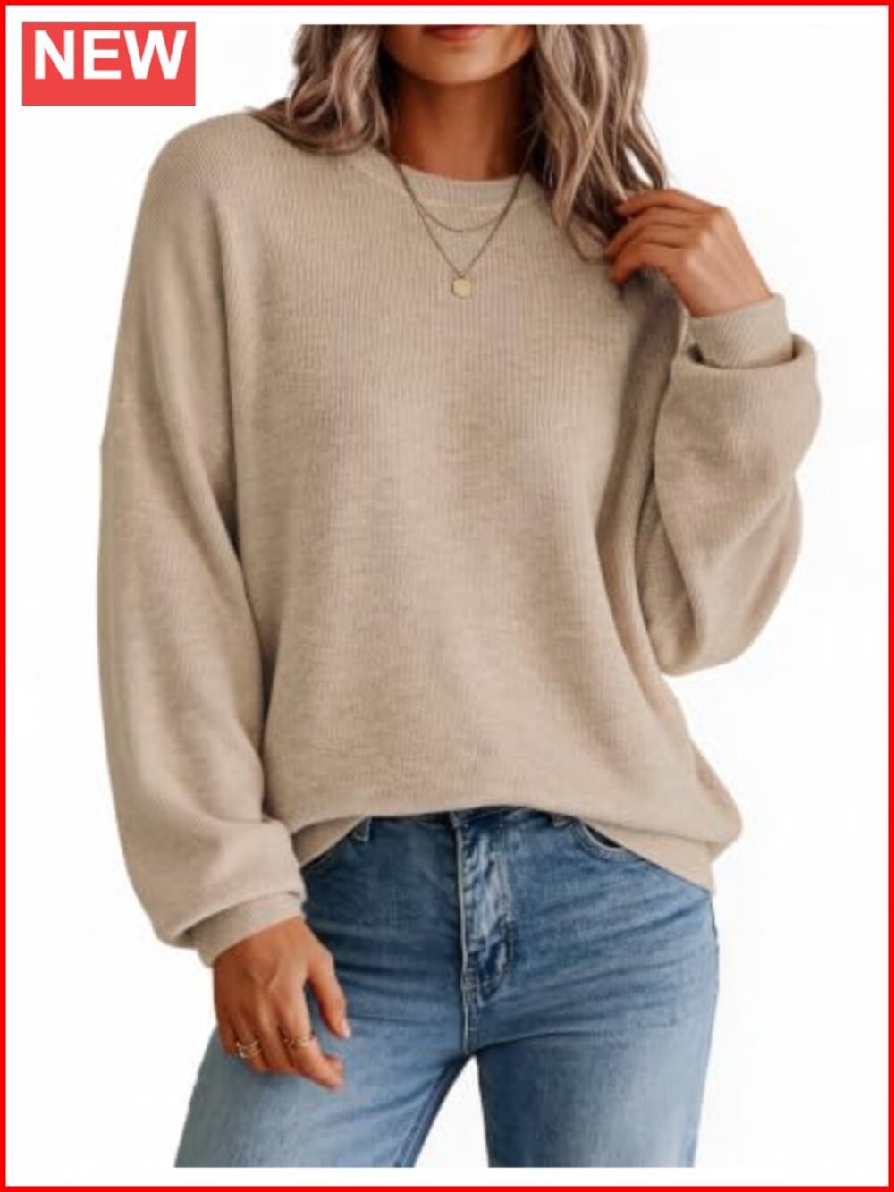 Zeagoo Oversized Crewneck Long Sleeve Knit Sweater Pullover Fall